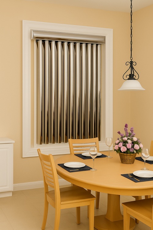 Mirror Vertical Blinds PVC, Wand Control